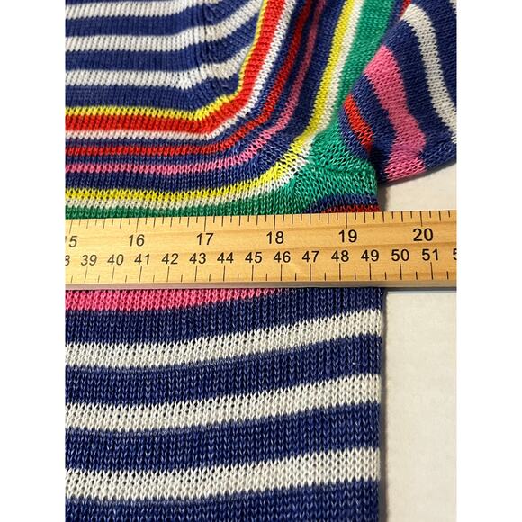 TALBOTS 100% Linen Sweater Medium Oversized Rainbow Striped Linen 3/4 Sleeve - Picture 6 of 10